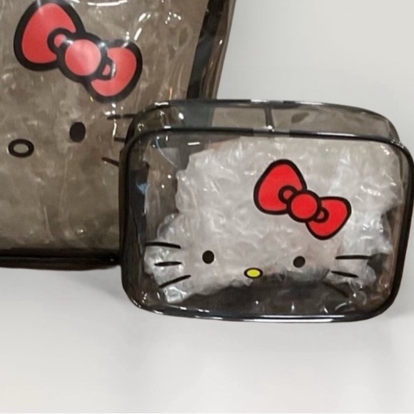 Sanrio HELLO KITTY Cosmetic bag Transparent with black trim. Listing is for 1 - Picture 4 of 4